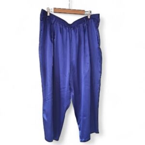 Ellen Tracy 100% Silk Royal Blue Pants Plus Sz 24 Vintage Luxe Holiday Lounge